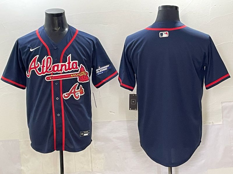 Men Atlanta Braves Blank Drak Blue  joint name Nike 2025 MLB Jersey style 05->atlanta braves->MLB Jersey